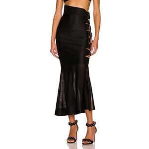 Ala�a Black Viscose Edition 1986 Long Skirt Size 36